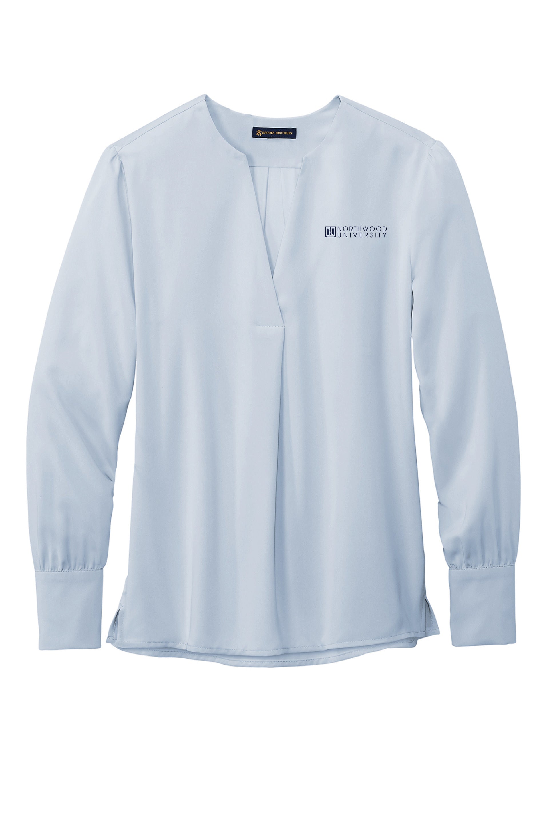 Ladies Open-Neck Satin Blouse | Heritage Blue