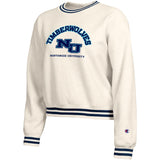 Ladies Reverse Weave Yarn Dye Rib Crew | Chalk White / Navy